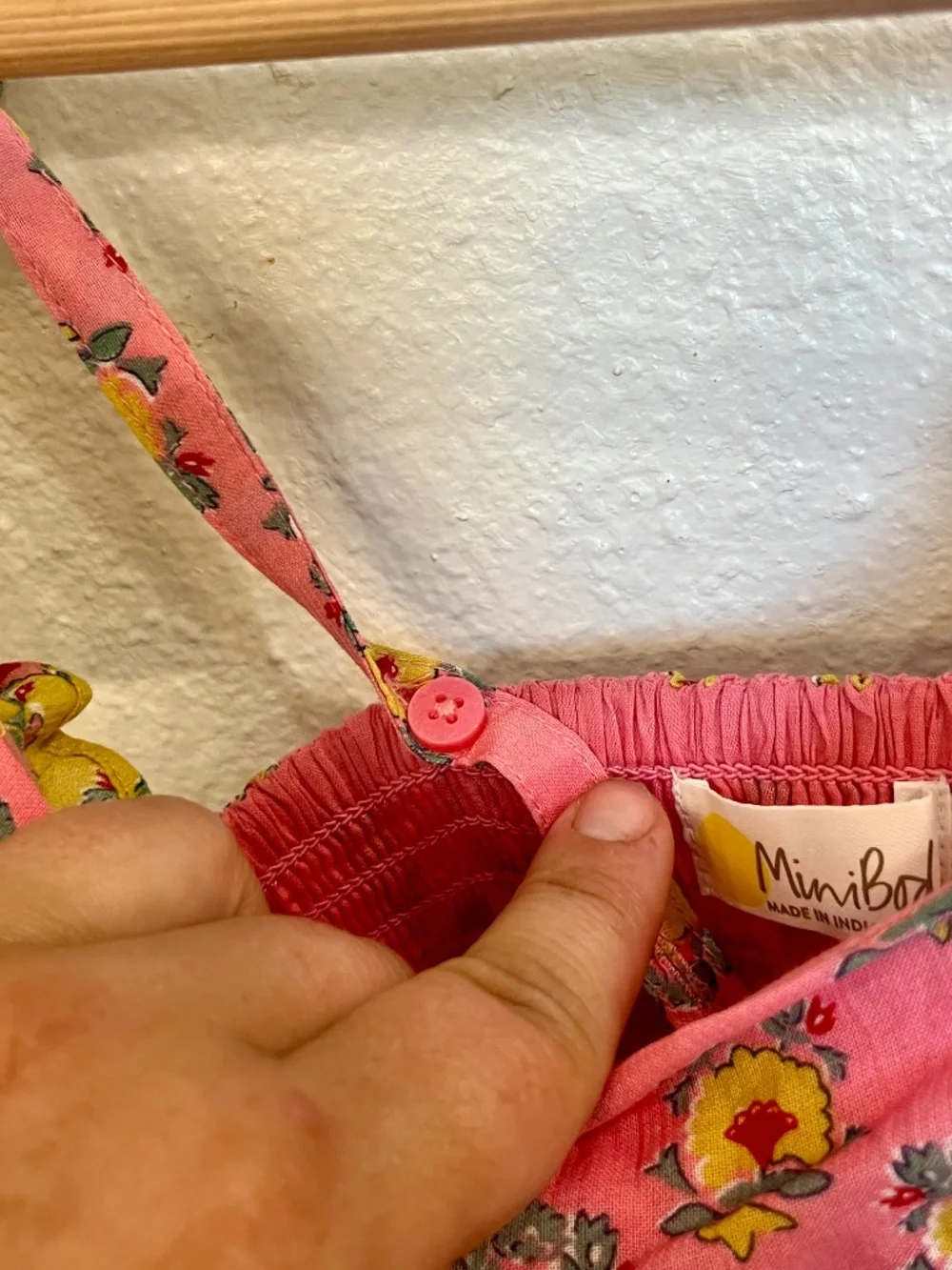 Mini Boden Handkerchief Hem Sleeveless Dress Yellow Pink Floral Print Girls 5-6Y